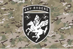 Флаг Роты ударных БПЛА «Sky Ryders» 116 ОМБр ВСУ. Вариант-04 Флаг Роты ударных БПЛА «Sky Ryders» 116 ОМБр ВСУ. Вариант-04