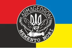 Прапор Групи ударних БПЛА «Armageddon» 129 ОБрТрО ЗСУ. Варіант-03 Прапор Групи ударних БПЛА «Armageddon» 129 ОБрТрО ЗСУ. Варіант-03
