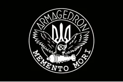 Прапор Групи ударних БПЛА «Armageddon» 129 ОБрТрО ЗСУ. Варіант-06 Прапор Групи ударних БПЛА «Armageddon» 129 ОБрТрО ЗСУ. Варіант-06