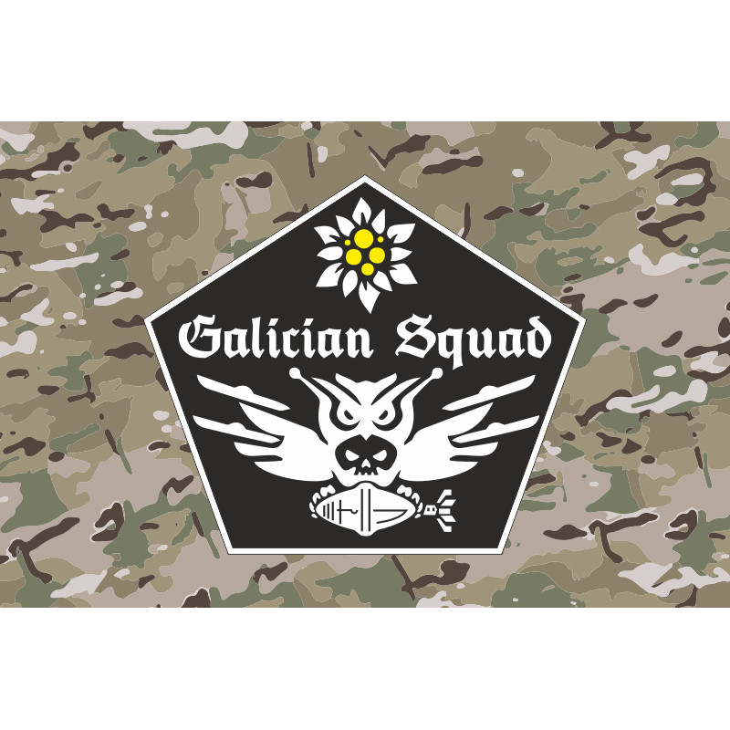 Прапор Роти ударних БПЛА «GALICIAN SQUAD» 1 СБ 10 ОГШБр ЗСУ. Варіант-04 Прапор Роти ударних БПЛА «GALICIAN SQUAD» 1 СБ 10 ОГШБр ЗСУ. Варіант-04