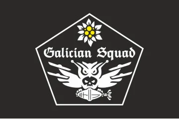 Флаг Роты ударных БПЛА «GALICIAN SQUAD» 1 СБ 10 ОГШБр ВСУ. Вариант-06 Флаг Роты ударных БПЛА «GALICIAN SQUAD» 1 СБ 10 ОГШБр ВСУ. Вариант-06