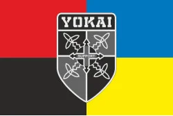 Флаг Подразделения БПЛА «Yokai» 2 БМП 35 ОБрМП ВМС ВСУ. Вариант-06 Флаг Подразделения БПЛА «Yokai» 2 БМП 35 ОБрМП ВМС ВСУ. Вариант-06