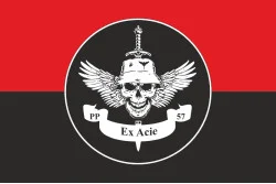 Прапор РУБпАК «Ex Acie» 57 ОМПБр ЗСУ. Варіант-02 Прапор РУБпАК «Ex Acie» 57 ОМПБр ЗСУ. Варіант-02
