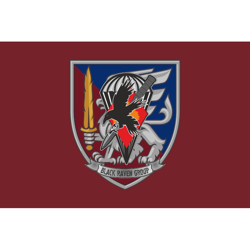Флаг РУБпАК «Black Raven Group» 81 ОАэМБр ВСУ. Вариант-03 Флаг РУБпАК «Black Raven Group» 81 ОАэМБр ВСУ. Вариант-03