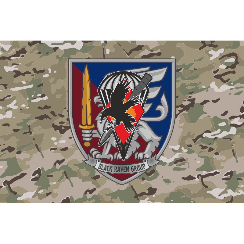 Флаг РУБпАК «Black Raven Group» 81 ОАэМБр ВСУ. Вариант-05 Флаг РУБпАК «Black Raven Group» 81 ОАэМБр ВСУ. Вариант-05