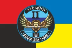 Флаг Подразделения БПЛА «Black Sea Lions» 37 ОБрМП ВМС ВСУ. Вариант-06 Флаг Подразделения БПЛА «Black Sea Lions» 37 ОБрМП ВМС ВСУ. Вариант-06