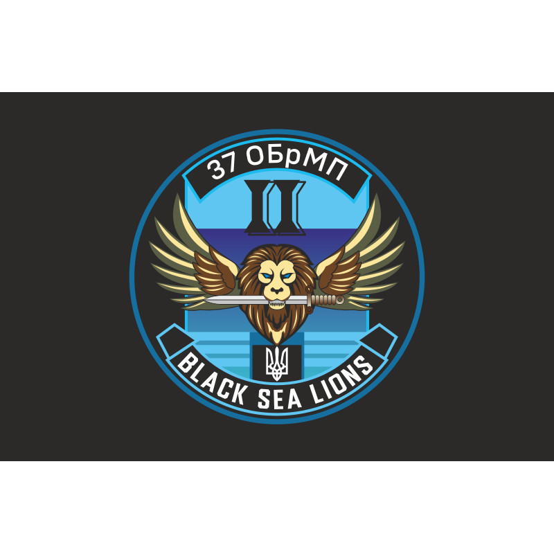 Флаг Подразделения БПЛА «Black Sea Lions» 37 ОБрМП ВМС ВСУ. Вариант-09 Флаг Подразделения БПЛА «Black Sea Lions» 37 ОБрМП ВМС ВСУ. Вариант-09