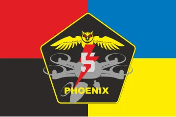 Флаг Подразделения ударных БПЛА «Phoenix» 5 ОШБр ВСУ. Вариант-03 Флаг Подразделения ударных БПЛА «Phoenix» 5 ОШБр ВСУ. Вариант-03