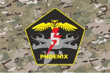Флаг Подразделения ударных БПЛА «Phoenix» 5 ОШБр ВСУ. Вариант-04 Флаг Подразделения ударных БПЛА «Phoenix» 5 ОШБр ВСУ. Вариант-04