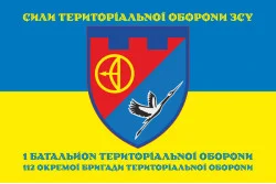 Флаг 1 БТрО (батальон территориальной обороны) 112 ОБрТрО ВСУ. Вариант-06 Флаг 1 БТрО (батальон территориальной обороны) 112 ОБрТрО ВСУ. Вариант-06