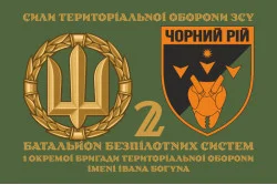Флаг 2 ББпС (батальон беспилотных систем) «Черный рой» 1 ОБрТрО ВСУ. Вариант-02