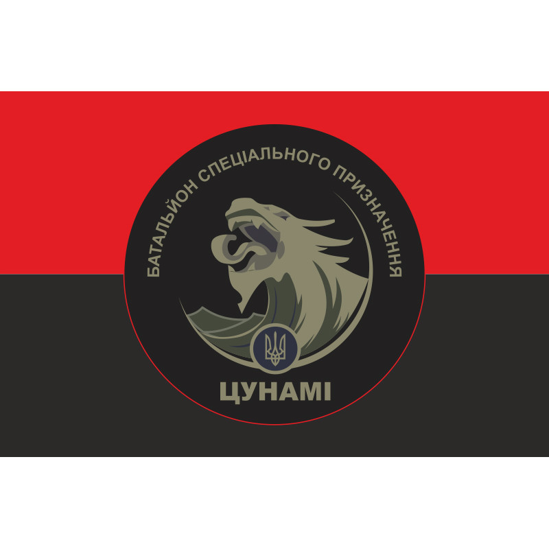 Флаг Батальона спецназначения «ЦУНАМИ» НГУ. Вариант-02 Флаг Батальона спецназначения «ЦУНАМИ» НГУ. Вариант-02