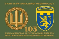 Прапор 103 ОБрТрО ЗСУ (окрема бригада територіальної оборони). Варіант-14 Прапор 103 ОБрТрО ЗСУ (окрема бригада територіальної оборони). Варіант-14