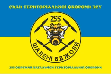 Флаг 255 ОБТрО ВСУ «Безумные пчелы». Вариант-06 Флаг 255 ОБТрО ВСУ «Безумные пчелы». Вариант-06
