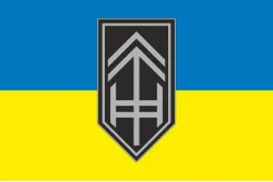 Прапор РАБатр (ракетно-артилерійська батарея) 3 ОШБр ЗСУ. Варіант-01 Прапор РАБатр (ракетно-артилерійська батарея) 3 ОШБр ЗСУ. Варіант-01