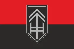 Прапор РАБатр (ракетно-артилерійська батарея) 3 ОШБр ЗСУ. Варіант-03 Прапор РАБатр (ракетно-артилерійська батарея) 3 ОШБр ЗСУ. Варіант-03