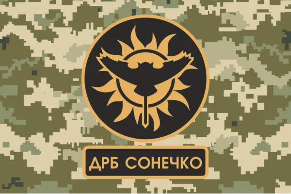 Флаг ДРБ (добровольческий разведывательный батальон) «Сонечко» ВСУ. Вариант-03
