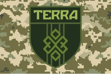 Флаг ОБТрО (отдельный батальон территориальной обороны) TERRA ВСУ. Вариант-03 Флаг ОБТрО (отдельный батальон территориальной обороны) TERRA ВСУ. Вариант-03
