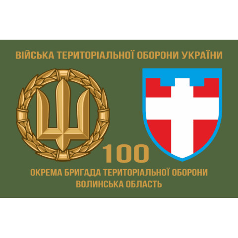Прапор 100 ОБрТрО ЗСУ (окрема бригада територіальної оборони). Варіант-02