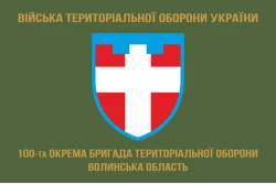 Флаг 100 ОБрТрО ВСУ (отдельная бригада территориальной обороны). Вариант-04 Флаг 100 ОБрТрО ВСУ (отдельная бригада территориальной обороны). Вариант-04