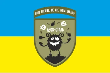 Прапор «Доброго вечора, ми з України. АЗОВ-СТАЛЬ». Варіант-02 Прапор «Доброго вечора, ми з України. АЗОВ-СТАЛЬ». Варіант-02