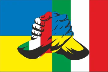 Флаг «Украина-Италия» (дружественный). Вариант-03 Флаг «Украина-Италия» (дружественный). Вариант-03