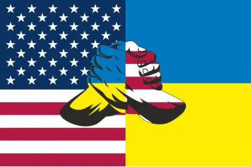 Флаг «Украина-США» (дружественный). Вариант-06