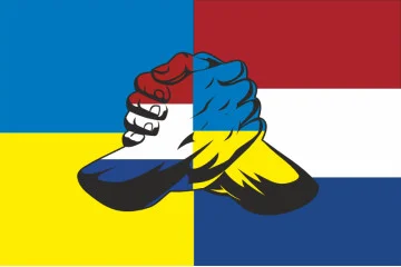 Флаг «Украина-Нидерланды» (дружественный). Вариант-01 Флаг «Украина-Нидерланды» (дружественный). Вариант-01