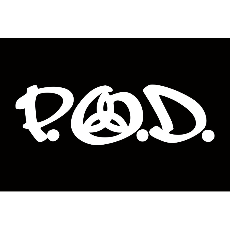 Флаг рок-группы P.O.D. (Payable on Death). Вариант-02 Флаг рок-группы P.O.D. (Payable on Death). Вариант-02