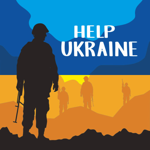 Флаг Украины «Help Ukraine». Вариант-03