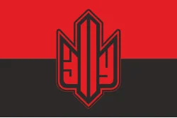 Флаг с стилизованным тризубцем ВСУ. Вариант-02 Флаг с стилизованным тризубцем ВСУ. Вариант-02
