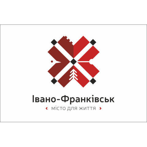 Прапор з логотипом міста Івано-Франківська. Варіант-01 Прапор з логотипом міста Івано-Франківська. Варіант-01