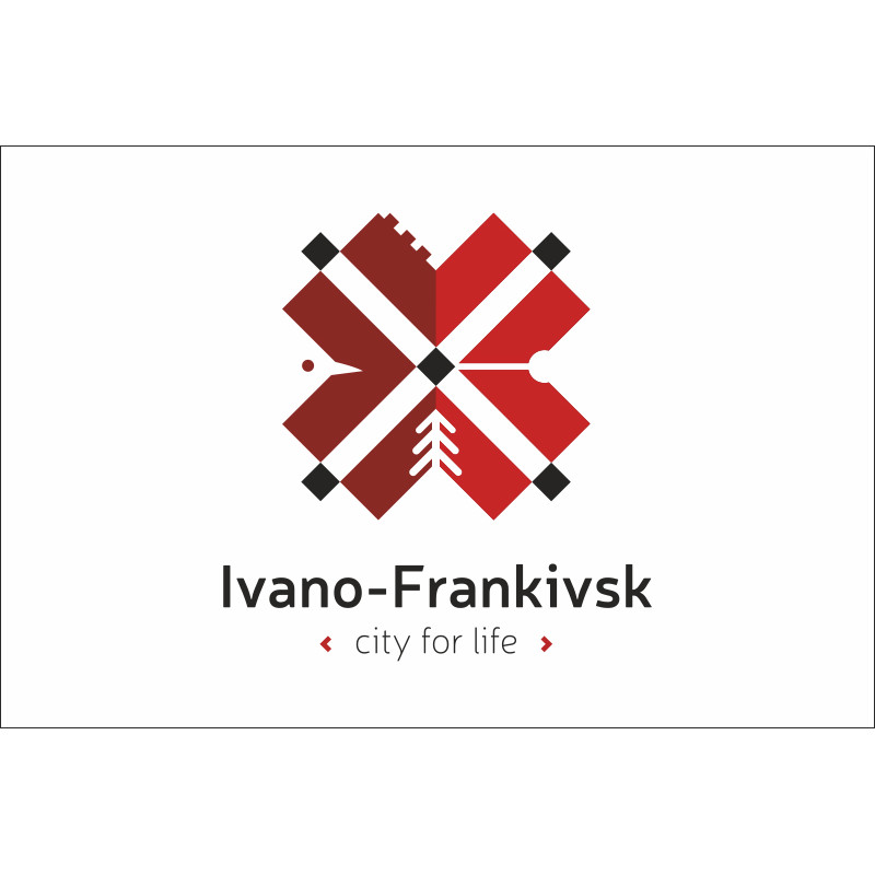 Флаг с логотипом города Ивано-Франковска. Вариант-02 Флаг с логотипом города Ивано-Франковска. Вариант-02