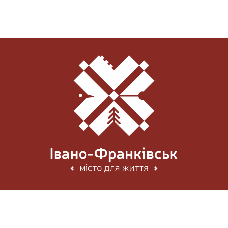 Флаг с логотипом города Ивано-Франковска. Вариант-03 Флаг с логотипом города Ивано-Франковска. Вариант-03