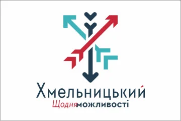 Прапор з логотипом міста Хмельницький. Варіант-01