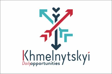 Прапор з логотипом міста Хмельницький. Варіант-02