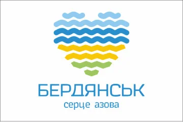 Флаг с логотипом города Бердянска. Вариант-01 Флаг с логотипом города Бердянска. Вариант-01