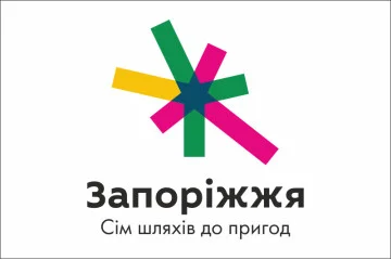 Флаг с логотипом города Запорожье. Вариант-01 Флаг с логотипом города Запорожье. Вариант-01