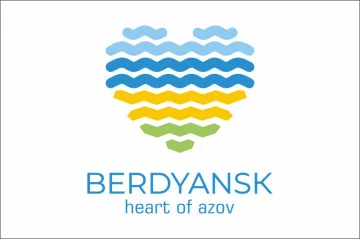 Флаг с логотипом города Бердянска. Вариант-03 Флаг с логотипом города Бердянска. Вариант-03