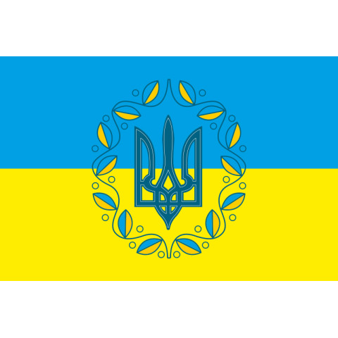 Флаг Украины с гербом по центру. Вариант-04