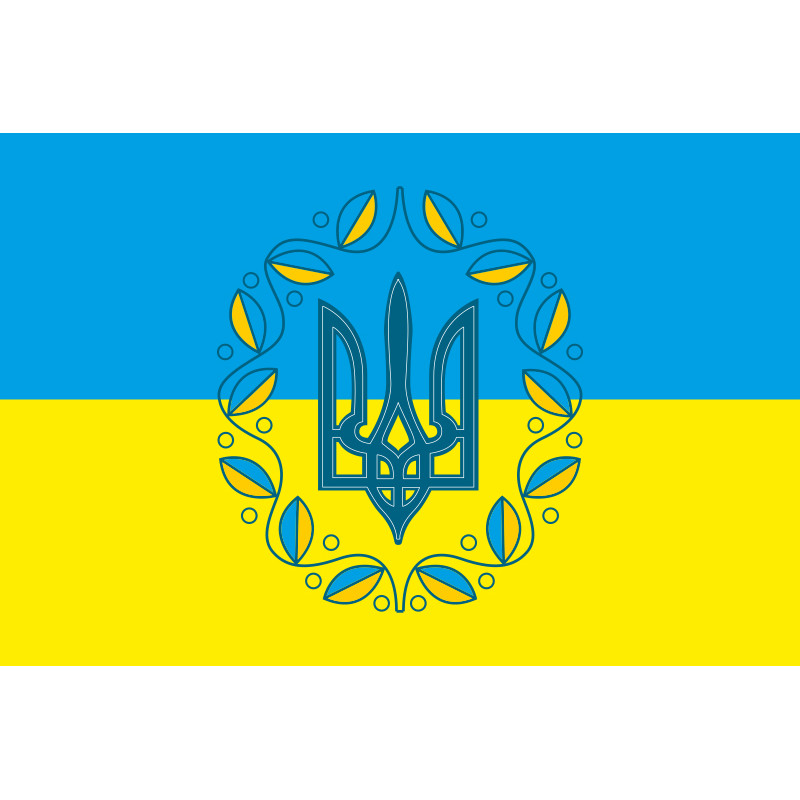 Флаг Украины с гербом по центру. Вариант-04 Флаг Украины с гербом по центру. Вариант-04