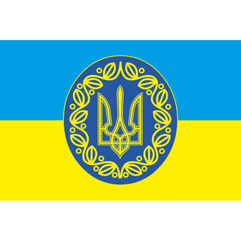 Флаг Украины с гербом по центру. Вариант-05 Флаг Украины с гербом по центру. Вариант-05