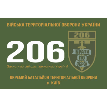 Флаг 206 ОБТрО (отдельный батальон Территориальной обороны) ВСУ. Вариант-01