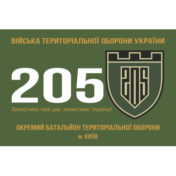 Флаг 205 ОБТрО (отдельный батальон Территориальной обороны) ВСУ. Вариант-01