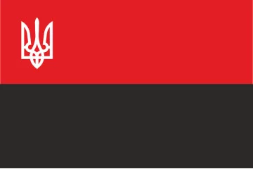 Флаг ОУН, ОУНР, УПА. Бандеровский флаг с тризубом. Вариант-02