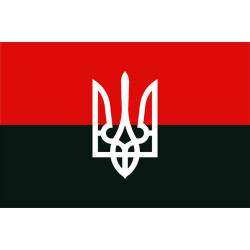 Прапор ОУН, ОУНР, УПА. Бандерівський прапор з тризубом. Варіант-01