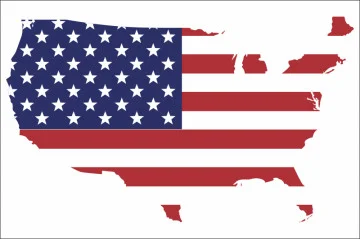 Прапор США на карті Америки. Варіант-01