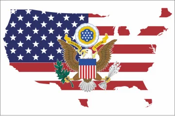 Прапор США на карті Америки. Варіант-02